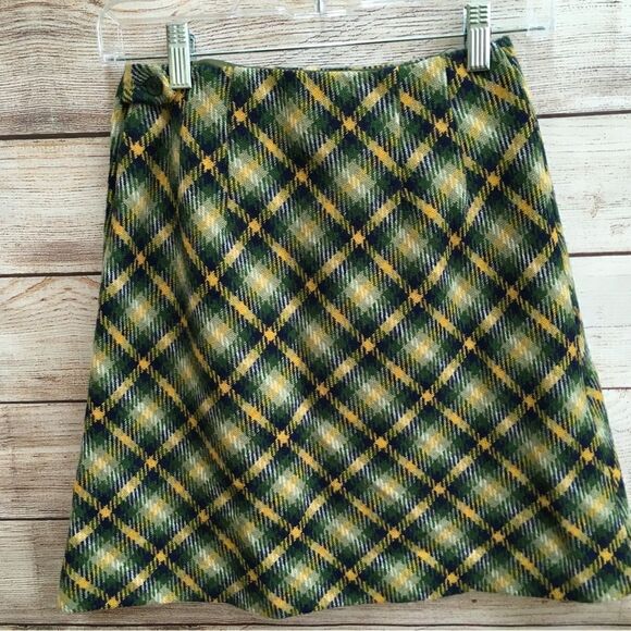 VINTAGE ‘60s BOBBIE BROOKS PLAID WOOL SKIRT - Picture 3 of 6